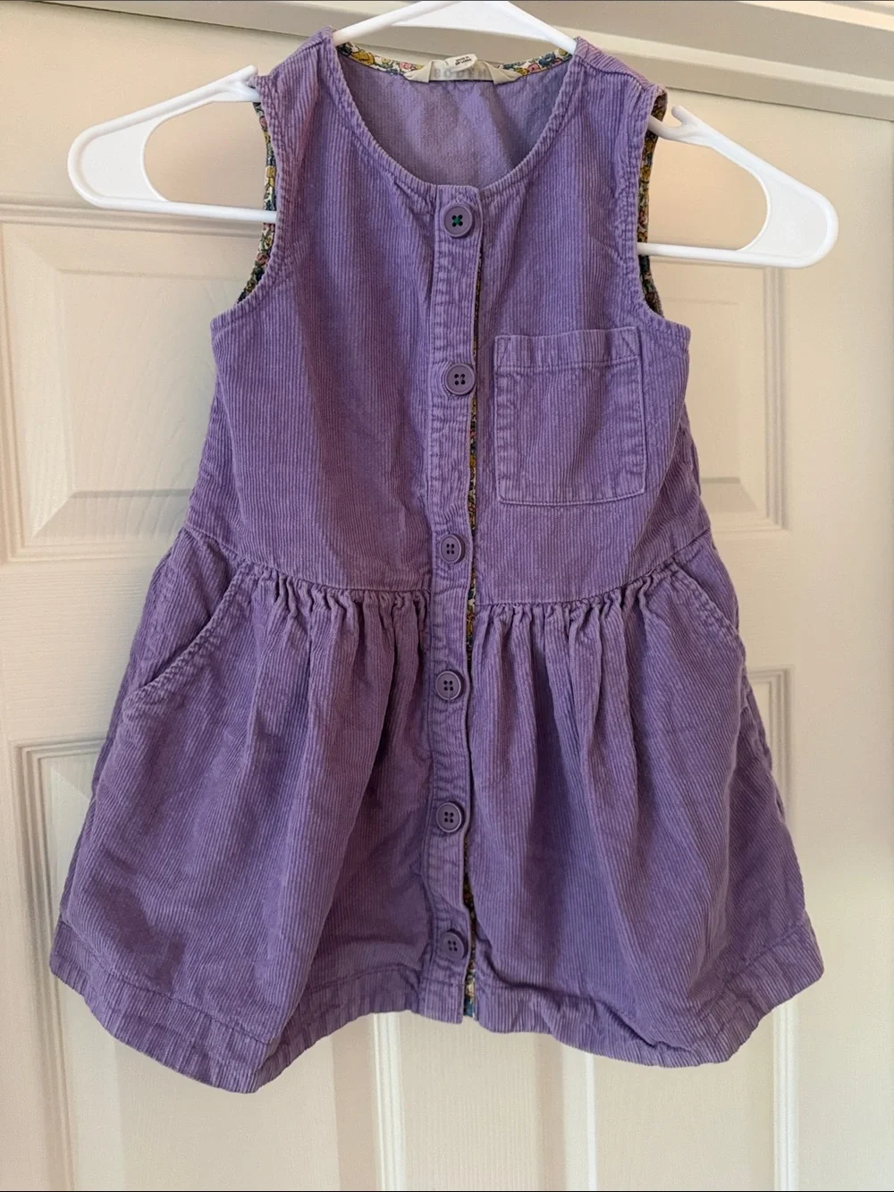 Mini Boden Lavender Corduroy Button Dress
